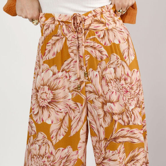 Band of the Free Arizona Floral Wide-Leg Palazzo Pants XS Gold Pink NWT - Picture 5 of 12